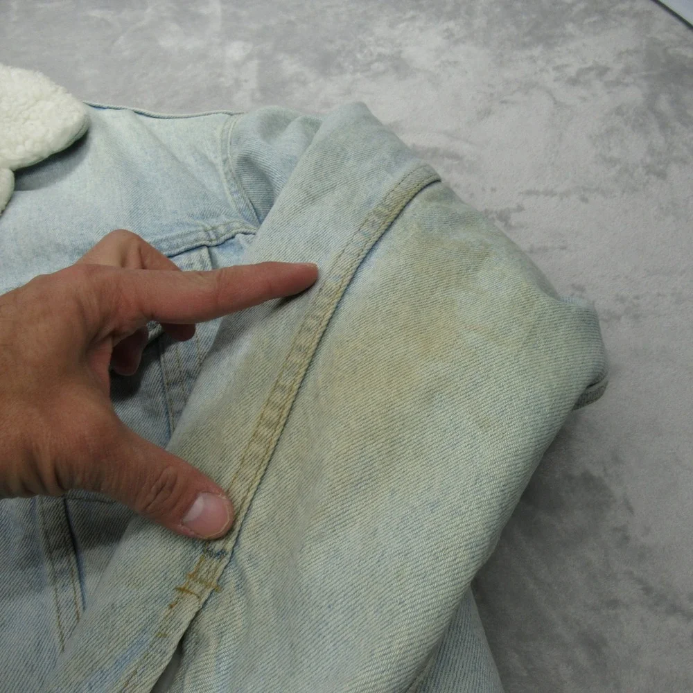 Levis Jacket Mens Large Light Wash Sherpa Lined Trucker USA VTG 80's FADE‎ Rare - Picture 7 of 15